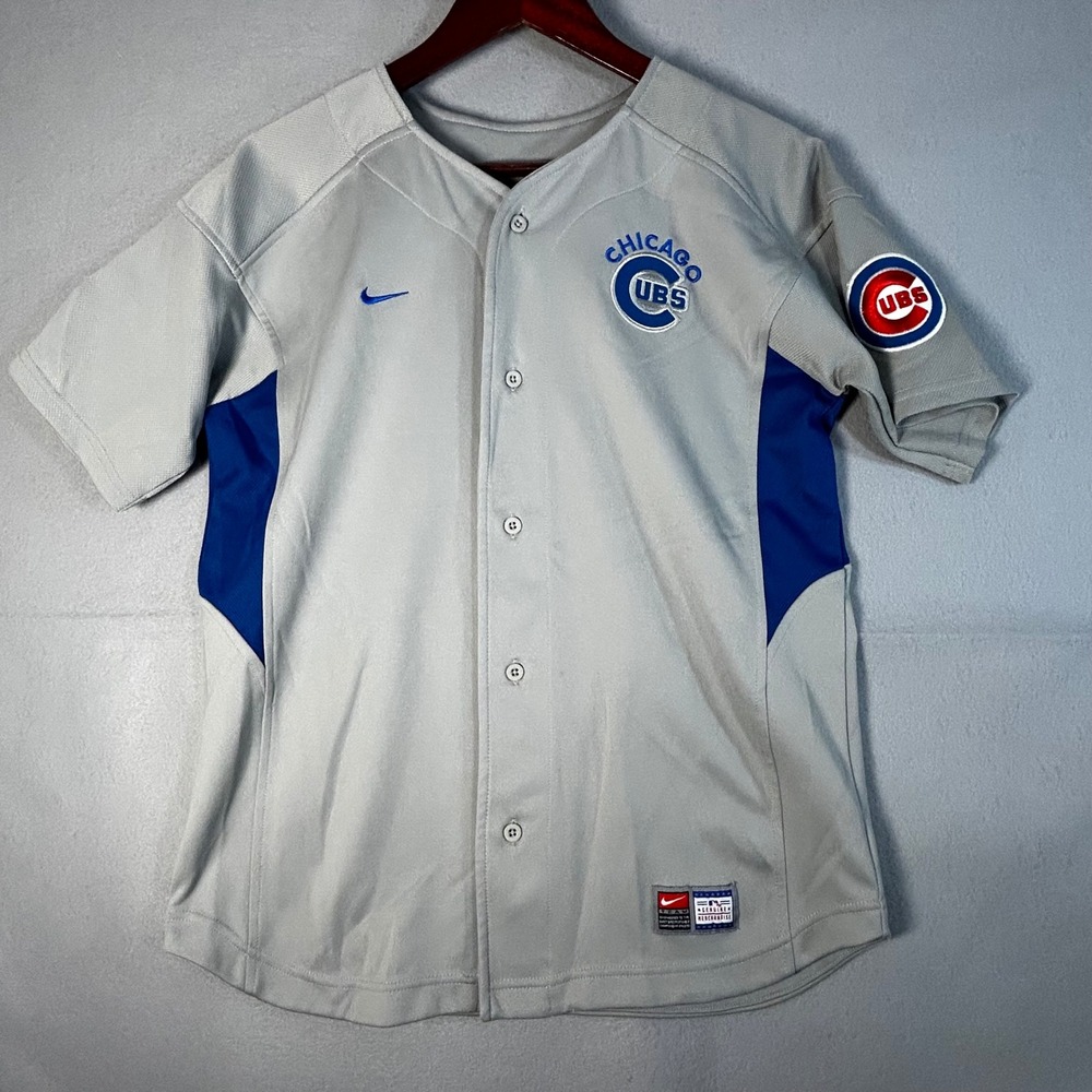 Nike Chicago Cubs Derrek Lee 25 Baseball Jersey Youth XL Grey Blue MLB Road
